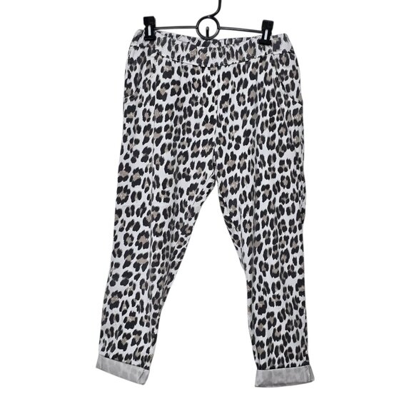 Leopard Print Short Pants Capris w/ Pockets & Elastic Waist - Picture 1 of 7